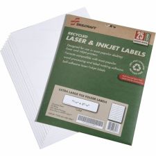 SKILCRAFT XL Inkjet/Laser File Folder Labels, Rectangle, 15/16" x 3 7/16", 100% Recycled, White, Box Of 25 (AbilityOne 7530-01-578-9297)