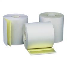 Universal Carbonless Paper Rolls, 0.44" Core, 3" x 90 ft, White/Canary, 50/Carton
