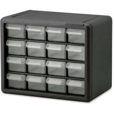 Akro-Mils 16-Drawer Plastic Storage Cabinet, 8.5" x 6.4", Black/Clear
