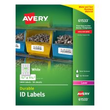 Avery Permanent Durable ID Labels With TrueBlock Technology, 61533, 2/3" x 1 3/4", White, Pack Of 3,000