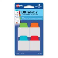 Avery Ultra Tabs Repositionable Tabs, Mini Tabs: 1" x 1.5", 1/5-Cut, Assorted Colors, 40/Pack
