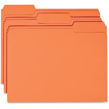 Business Source 1/3 Tab Cut Top Tab File Folders, 8-1/2" x 11", Orange, Box Of 100 Folders