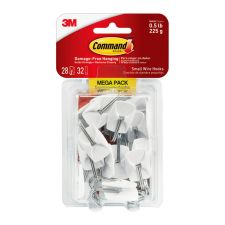 Command Small Wire Toggle Hooks, 28 Hooks, 32 White Adhesive Strips, Damage Free Hanging Picture Hangers, No Tools Wall Hanging Strips - 17067MPES