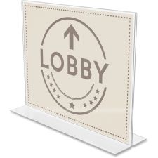 Deflecto Anti-Glare Double-sided Sign Holder, Landscape, 8.7"H x 11.1"W x 3.3"D, Acrylic, Clear, 879301