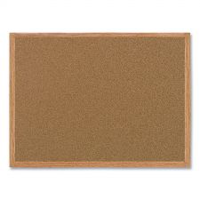MasterVision Value Cork Board with Oak Frame, 24" x 36", Brown Surface, Natural Oak Frame