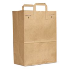 Ross & Wallace Paper Products Grocery Paper Bags, 1/6 BBL Size, 70# Basis Weight, Flat Handles, 12" x 7" x 16.25", Kraft, 300/Bundle