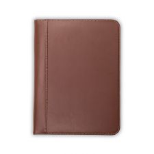 Samsill Contrast Stitch Leather Padfolio, 8 1/2 x 11, Leather, Tan