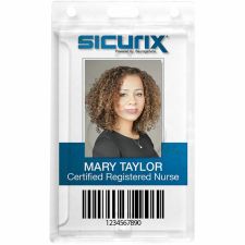 SICURIX Rigid PC ID Badge Dispensers with Thumb Slot - Vertical - Vertical - Polycarbonate - 25 / Pack - Clear