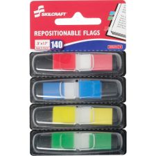 SKILCRAFT Self-Adhesive Repositionable Color Flags, 1/2" x 1 3/4", Assorted Colors (AbilityOne 7510-01-620-0283)