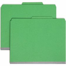 Smead Pressboard Colored Classification Folders, 2" Capacity, Green, Box Of 10 - 14063