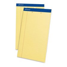 TOPS 2-Hole Punched Perforated Writing Pads, 8 1/2" x 14", Legal Ruled, 50 Sheets Per Pad, Canary, Pack Of 12 Pads