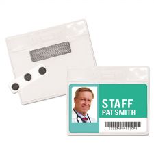 Advantus Magnetic-Style Name Badge Kits, Horizontal, Clear 4.5" x 3.25" Holder, 4.13" x 3" Insert, 20/Pack
