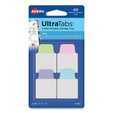Avery Ultra Tabs Repositionable Tabs, Mini Tabs: 1" x 1.5", 1/5-Cut, Assorted Pastel Colors, 40/Pack