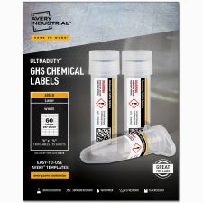 Avery UltraDuty GHS Chemical Labels For Laser Printers, Waterproof, UV Resistant, 60518, Rectangle, 1/2" x 1-3/4", White, Pack Of 1,500