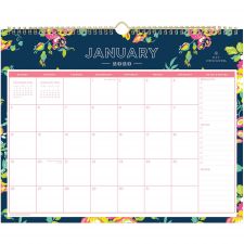 Blue Sky Day Designer Peyton Wall Calendar, Floral Artwork, 15 x 12, White/Navy Sheets, 12-Month (Jan to Dec): 2026