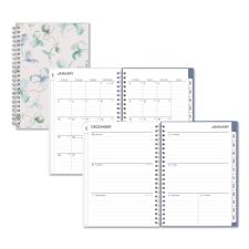 Blue Sky Lindley Weekly/Monthly Planner, Lindley Floral Artwork, 8 x 5, White/Blue/Green Cover, 12-Month (Jan to Dec): 2026
