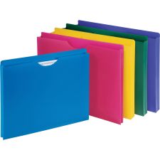 Business Source Straight Tab Cut Letter File Jacket - 8 1/2" x 11" - 1" Expansion - Polypropylene - Assorted - 10 / Pack