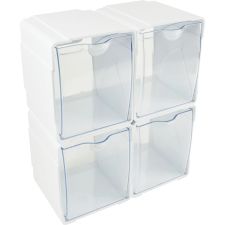 Deflecto Interlocking Tilt Bins, Medium Size, Clear/White, Pack Of 4