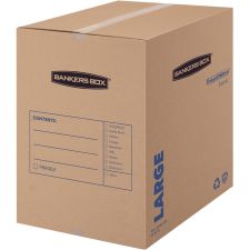 Fellowes SmoothMove Basic Moving Boxes, 18.3" x 18.3" x 24.8", Kraft/Black, Carton Of 15