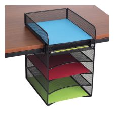 Safco Onyx Horizontal Hanging Storage, 5 Sections, Letter Size Files, 10.25" x 12.4" x 14.4", Black