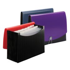 Smead Wave 12-Pocket Poly Expanding File, Letter Size, 8 1/2" x 11", Purple/Black