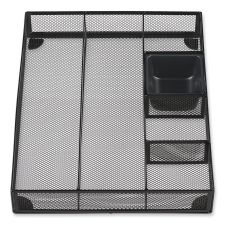 Universal Metal Mesh Drawer Organizer, Six Compartments, 15 x 11.88 x 2.5, Black