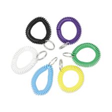 Universal Wrist Coil Plus Key Ring, Plastic, Assorted Colors, 6/Pack