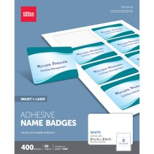 Adhesive Name Badges, 2-1/3" x 3-3/8", White, Pack Of 400