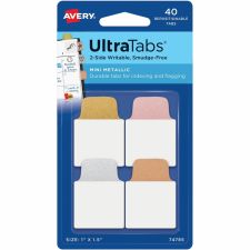 Avery Metallic Color Mini Ultra Tabs - Write-on Tab(s) - 1.50" Tab Height x 1" Tab Width - Gold, Silver, Rose Gold, Copper Tab(s) - 40 / Pack