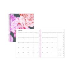 Blue Sky Joselyn Monthly Wirebound Planner, Floral Artwork, 10 x 8, Pink/Peach/Black Cover, 12-Month (Jan to Dec): 2026