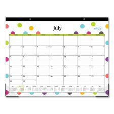 Blue Sky Teacher Dots Academic Desk Pad, 22 x 17, Black Binding, Clear Corners, 12-Month (July to June): 2025 to 2026