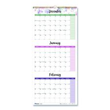 Blueline 3-Month Quarterly Wall Calendar, Passion Floral Artwork, 12.25 x 27, White/Multicolor Sheets, 14-Month: Dec 2025 to Jan 2027