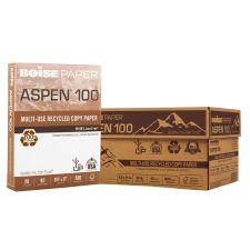 Boise ASPEN 100 Multi-Use Printer & Copy Paper, White, Letter (8.5" x 11"), 5000 Sheets Per Case, 20 Lb, 92 Brightness, 100% Recycled, FSC Certified