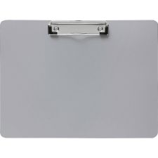 Business Source Landscape Plastic Clipboard - 8 1/2" x 11" Sheet Size - Plastic - Silver - 1 Each