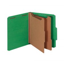 Classification Folders, 2 1/2" Expansion, Letter Size, 2 Dividers, 83% Recycled, Light Green, Pack Of 5 Folders