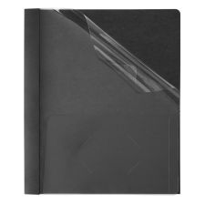 Clear-Front Report Covers With Pocket, 8 1/2" x 11", 1/2" Capacity, Black, Pack Of 25