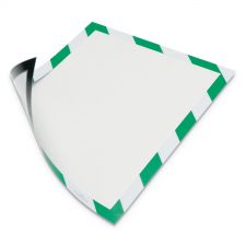 Durable DURAFRAME Security Magnetic Sign Holder, 8.5 x 11, Green/White Frame, 2/Pack
