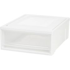 IRIS Stackable Storage Box Drawer - External Dimensions: 19.6"x15.8"x 7" - 5.50 gal - Stackable - Plastic - Clear, White - - 129770