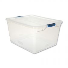 Rubbermaid Clever Store Basic Latch-Lid Container, 17.75 gal, 18.63" x 23.5" x 12.25", Clear