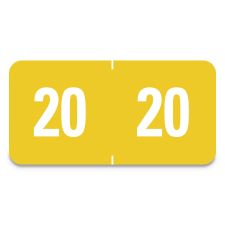 Smead Yearly End Tab File Folder Labels, 20, 0.5 x 1, Yellow, 25/Sheet, 10 Sheets/Pack