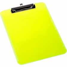 Sparco Plastic Clipboard With Flat Clip, 8 1/2" x 11", Neon Green