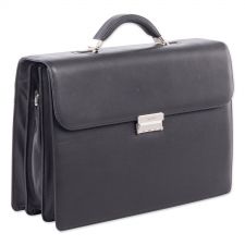 Swiss Mobility Milestone Briefcase, Fits Devices Up to 15.6", Leather, 5 x 5 x 12, Black