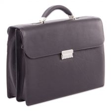 Swiss Mobility Milestone Briefcase, Fits Devices Up to 15.6", Leather, 5 x 5 x 12, Brown