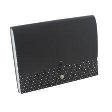 13-Pocket Expanding File Case, 18" Expansion, Letter Size, Black/White