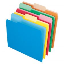 2-Tone File Folders, 1/3 Cut, Letter Size, Assorted Primary Colors, Box Of 100