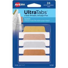 Avery UltraTabs Repositionable Margin Tabs - Write-on Tab(s) - 1" Tab Height x 2.50" Tab Width - Gold, Silver, Rose Gold, Copper Tab(s) - 24 / Pack