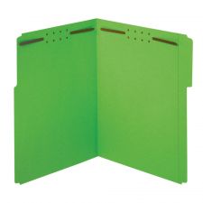 Color Fastener File Folders, Letter Size (8-1/2" x 11"), 2" Expansion, Green, Box Of 50