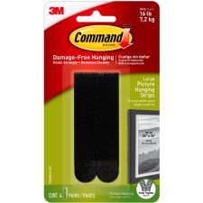 Command Large Picture Hanging Strips, 4 Black Adhesive Strip Pairs (8 Strips), Damage Free Hanging Picture Hangers, No Tools Wall Hanging Strips