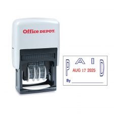 Date Paid Dater Stamp Self-Inking with Extra Pad Date Paid Dater Stamp, 1" x 1-3/4" Impression, Red and Blue Ink