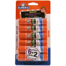 Elmer's Washable Disappearing Purple School Glue Sticks, 0.21 Oz., Pack Of 6   2 Bonus Sticks
